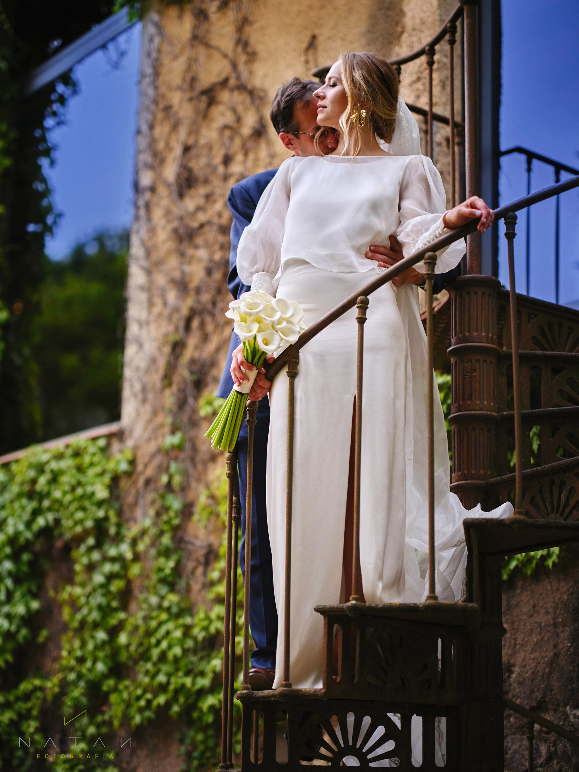 Masia Egara Wedding Day Portrait bride and groom