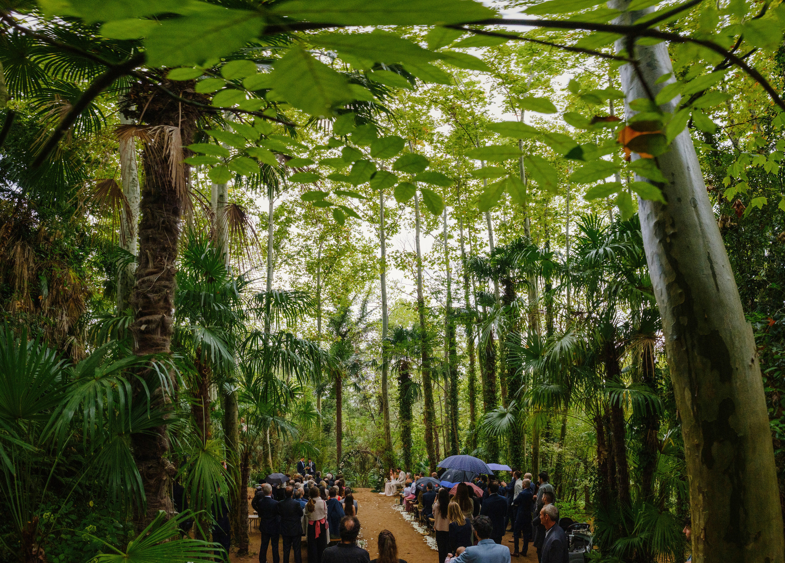 "Ceremonia de boda en La Vinyassa, Montseny, con los novios rodeados de naturaleza y un ambiente íntimo y especial."